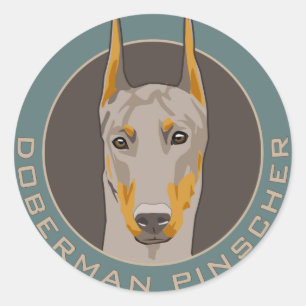 Sticker Rond Badge Doberman, Fawn