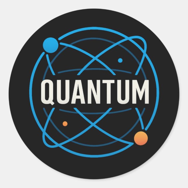 Sticker Rond Badge Orbite Quantique – Conception Scientifique F (Devant)