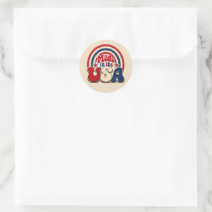 Sticker Rond Badge Patriotique "Fabriqué aux États-Unis" Vintag