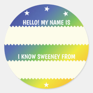 Sticker Rond Badge Rainbow Hello Comment je connais quelqu'un