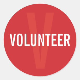 Sticker Rond Badge Red Volunteer