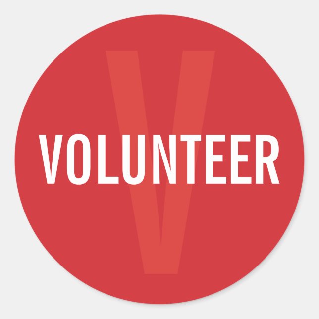 Sticker Rond Badge Red Volunteer (Devant)
