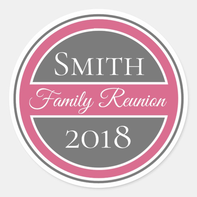 Sticker Rond Badge rose Reunion Famille (Devant)