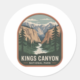 Sticker Rond Badge Vintage du Parc National de Kings Canyon