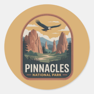 Sticker Rond Badge Vintage du Parc national de Pinnacles