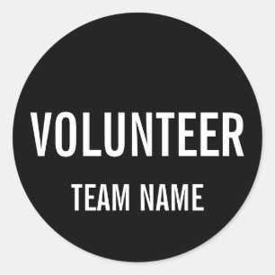 Sticker Rond Badge volontaire noir avec nom d'équipe personnali