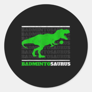 Sticker Rond Badminto Saurus Rex Birdie Shuttle Dino Badminton 