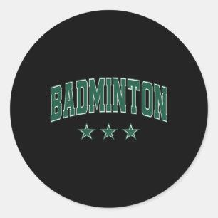 Sticker Rond Badminton All Green Stars Clic Retro Varsity Texte