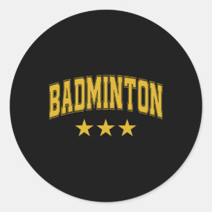 Sticker Rond Badminton All Yellow Stars Clic Retro Varsity Text