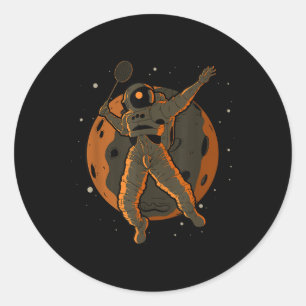 Sticker Rond Badminton Astronaute Espace Extra-Terrestre