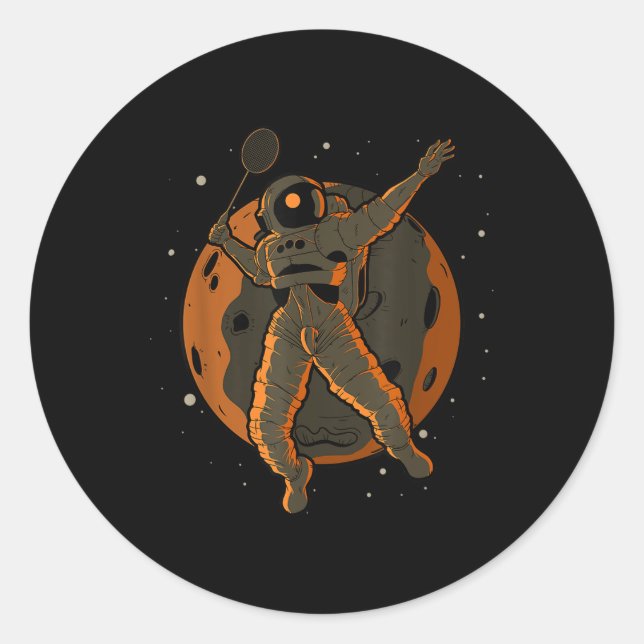Sticker Rond Badminton Astronaute Espace Extra-Terrestre  (Devant)