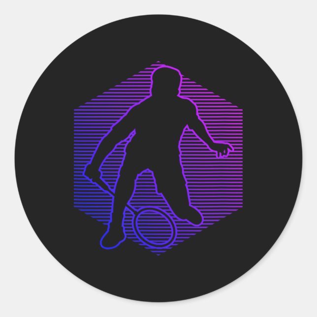 Sticker Rond Badminton Badminton Player Men Women Shuttle  (Devant)
