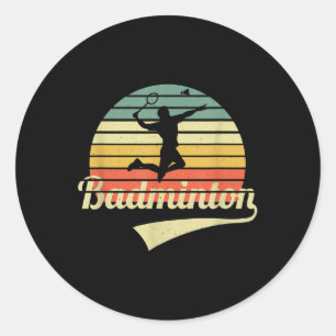 Sticker Rond Badminton Badminton Vintage Joueur de Badminton Sp