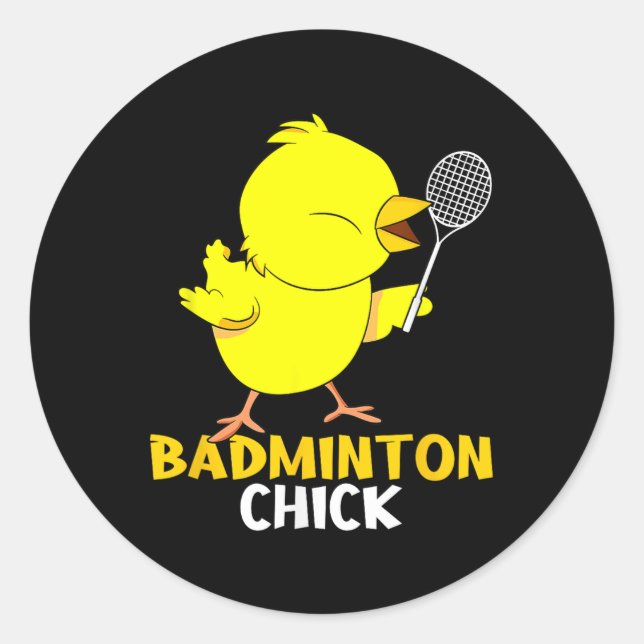 Sticker Rond Badminton Chèvre Poulet Volatile Femmes Badminton  (Devant)