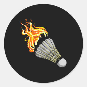 Sticker Rond Badminton coloré flamme navette Art Sports