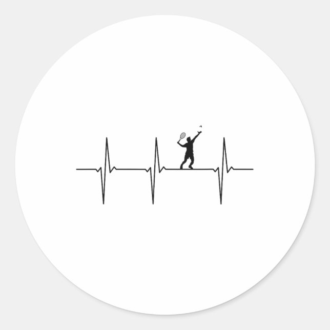 Sticker Rond Badminton Ecg Heartbeat Shuttle Pulse Fréquence 1 (Devant)