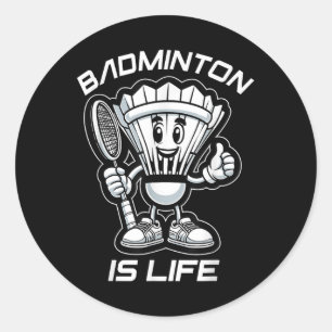Sticker Rond Badminton Forever Cartoon Shuttle Et Racket Graphe