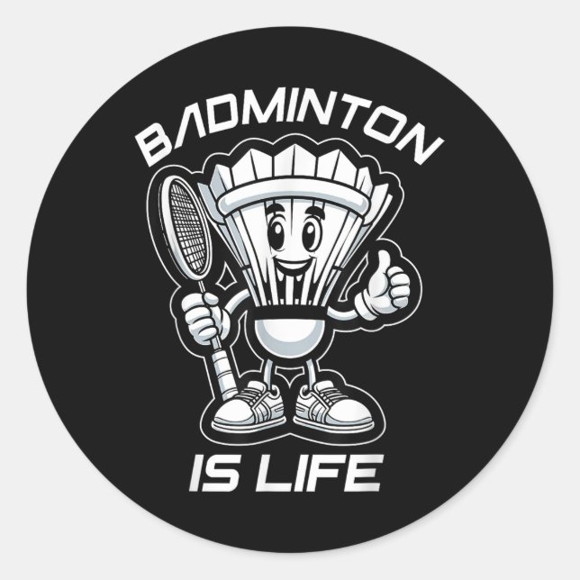 Sticker Rond Badminton Forever Cartoon Shuttle Et Racket Graphe (Devant)