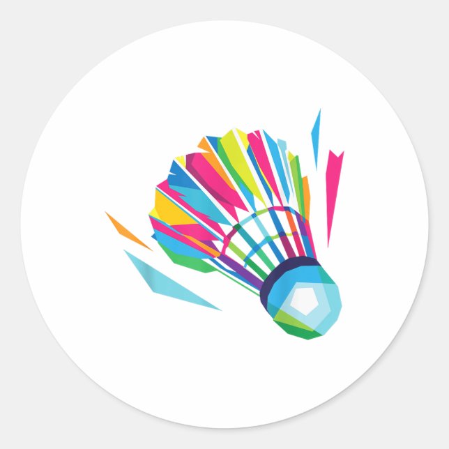 Sticker Rond Badminton Game Shuttle Sport Badminton Pop Art (Devant)