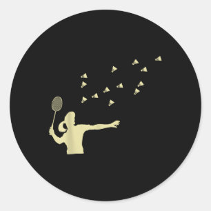 Sticker Rond Badminton Girl Shuttle Woman Girl Shuttle Racket