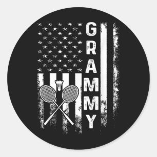 Sticker Rond Badminton Grammy American Flag Vintage Christmas X