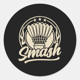 Sticker Rond Badminton Graphic Badminton Player Navette Sports