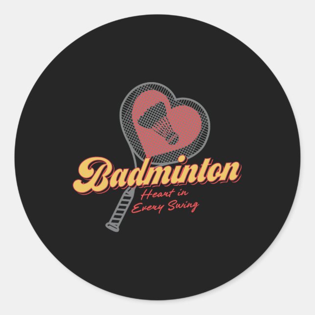 Sticker Rond Badminton Heart Dans Chaque Design De Swing (Devant)