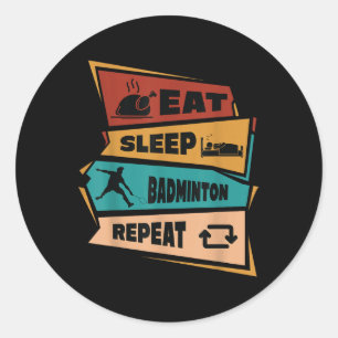 Sticker Rond Badminton Jeu Répéter Shuttle Retro Badminton Joue