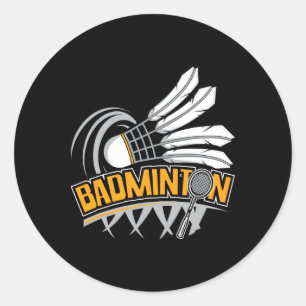 Sticker Rond Badminton - Joueur de Badminton Navette Birdie