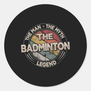 Sticker Rond Badminton Legends Retro Shuttle Hommes's Badminto
