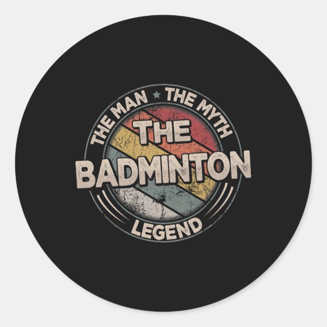 Sticker Rond Badminton Legends Retro Shuttle Hommes's Badminto (Devant)