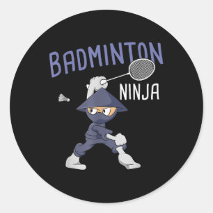 Sticker Rond Badminton Ninja Enfants Shuttle Boy Badminton