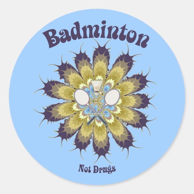 Sticker Rond Badminton pas la fleur des drogues (Devant)