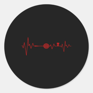 Sticker Rond Badminton Player Heartbeat Racket Shuttle Sports