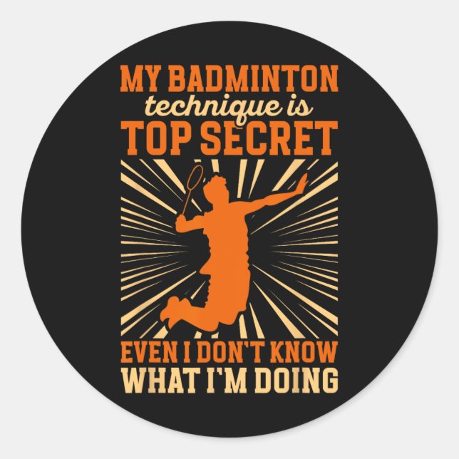Sticker Rond Badminton Player My Badminton Technique (Devant)