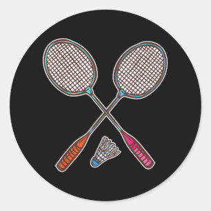 Sticker Rond Badminton Racquet Et Navettes Badmin Professionnel