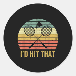 Sticker Rond Badminton Rétro Drôle Vintage Volant Sport