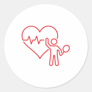 Sticker Rond Badminton Saint-Valentin Battement de coeur Mon am