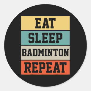 Sticker Rond Badminton Sport Player Retro Funny Cadeau