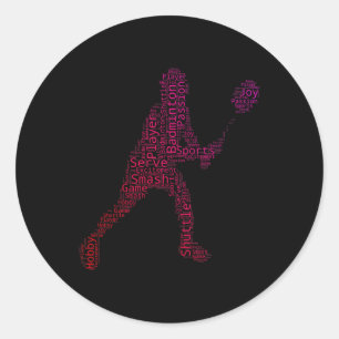 Sticker Rond Badminton Squash Badminton Player Shuttle