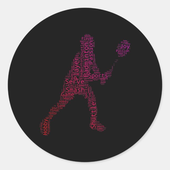 Sticker Rond Badminton Squash Badminton Player Shuttle (Devant)