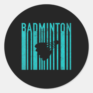 Sticker Rond Badminton Vintage - Joueur de Badminton Rétro - Ba