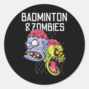 Sticker Rond Badminton Zombies Jeu de sport drôle Raquette Vola