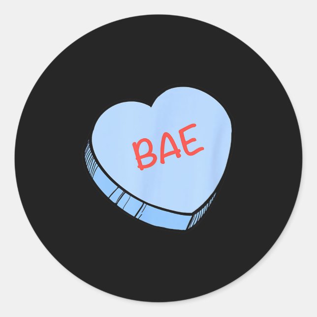 Sticker Rond “bae” Conversation Hearts Valentine’s Day  (Devant)