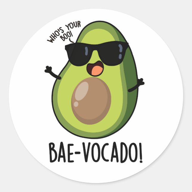 Sticker Rond Bae-vocado Amusant Avocado Pun (Devant)