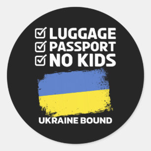 Sticker Rond Bagages Pport Ukraine à destination Vacances de vo