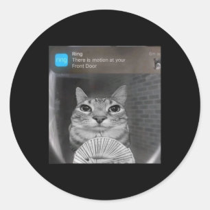 Sticker Rond Bague Chat Avec Mouvement Mème Maudit Hommes Drôle