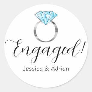 Sticker Rond Bague de fiançailles personnalisée en diamant bleu