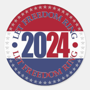 Sticker Rond Bague de liberté 2024 Rouge et Bleu