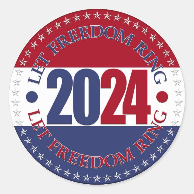 Sticker Rond Bague de liberté 2024 Rouge et Bleu (Devant)
